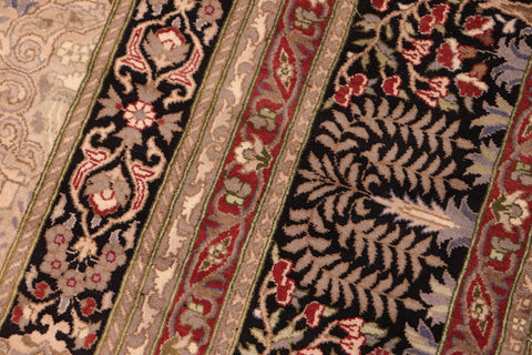 handmade Transitional  Beige Black Hand Knotted RECTANGLE 100% WOOL area rug 6x9