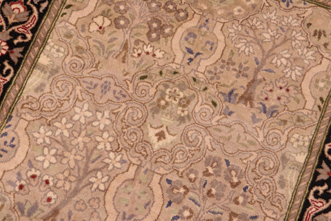 handmade Transitional  Beige Black Hand Knotted RECTANGLE 100% WOOL area rug 6x9