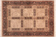 handmade Transitional  Beige Black Hand Knotted RECTANGLE 100% WOOL area rug 6x9