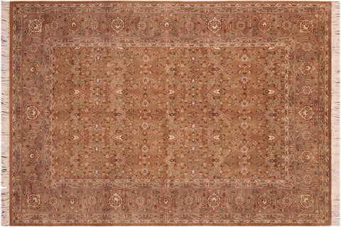 handmade Transitional  Gold Brown Hand Knotted RECTANGLE 100% WOOL area rug 6x9