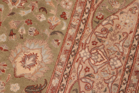 handmade Traditional Kashan Green Beige Hand Knotted RECTANGLE 100% WOOL area rug 6x9