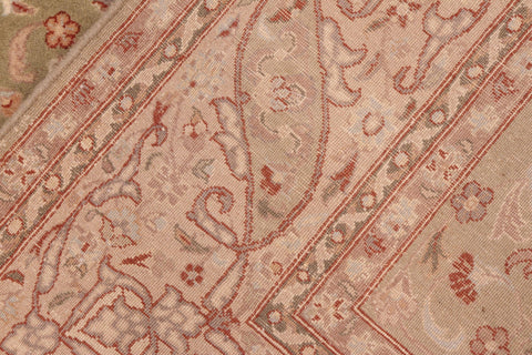 handmade Traditional Kashan Green Beige Hand Knotted RECTANGLE 100% WOOL area rug 6x9
