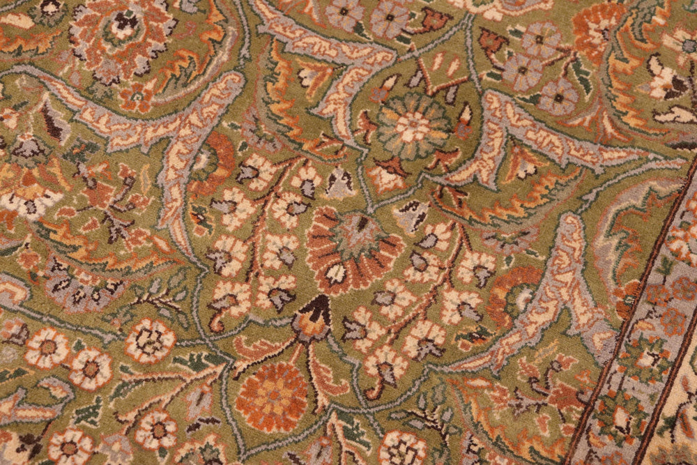 handmade Traditional Design Green Beige Hand Knotted RECTANGLE 100% WOOL area rug 6x9