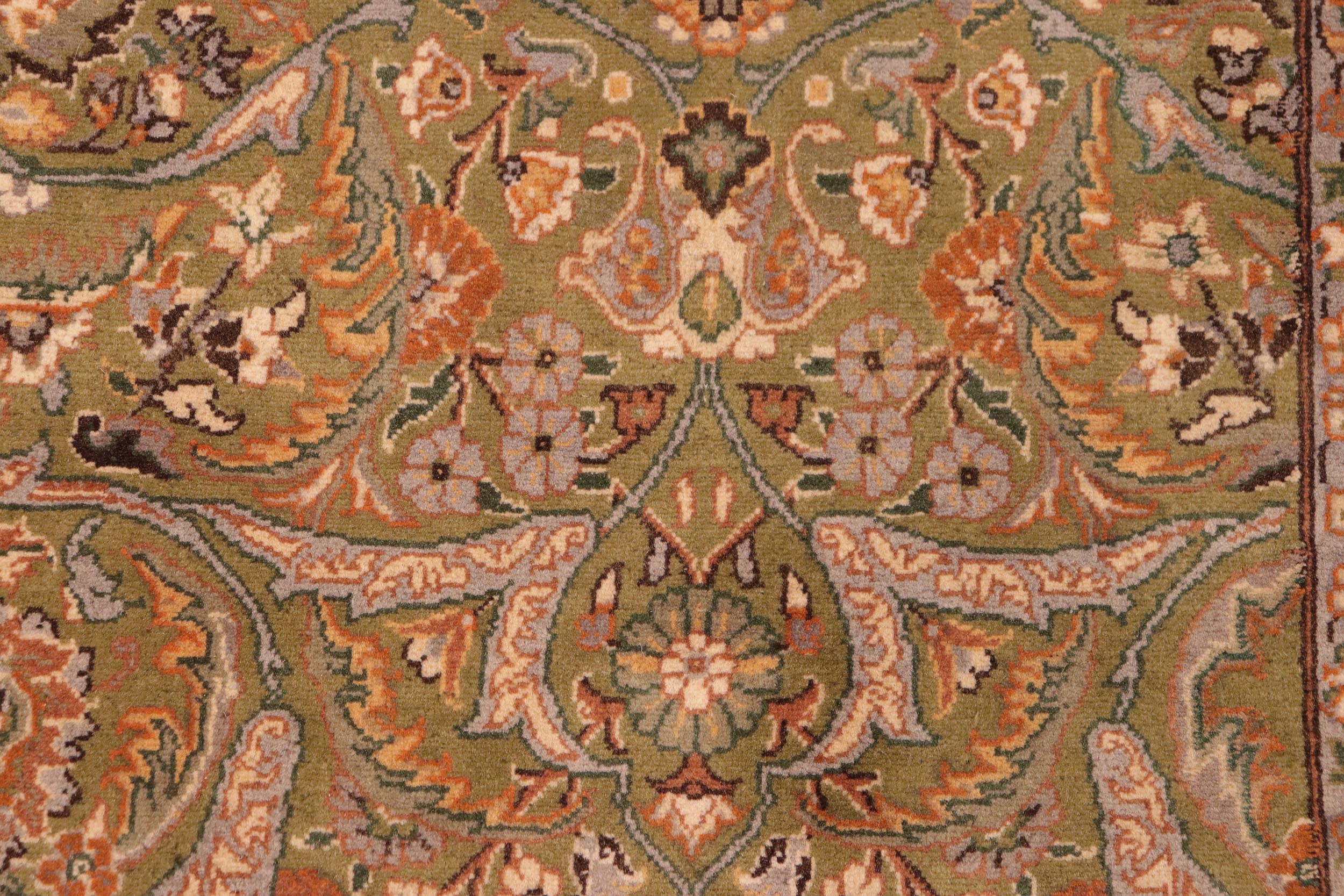 handmade Traditional Design Green Beige Hand Knotted RECTANGLE 100% WOOL area rug 6x9