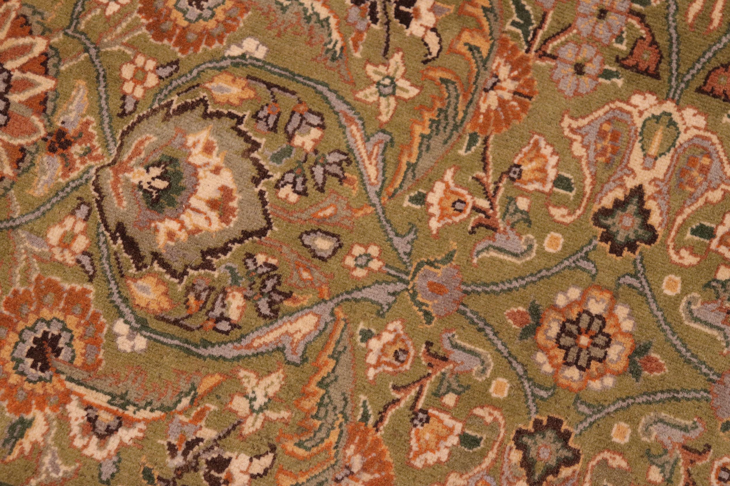 handmade Traditional Design Green Beige Hand Knotted RECTANGLE 100% WOOL area rug 6x9