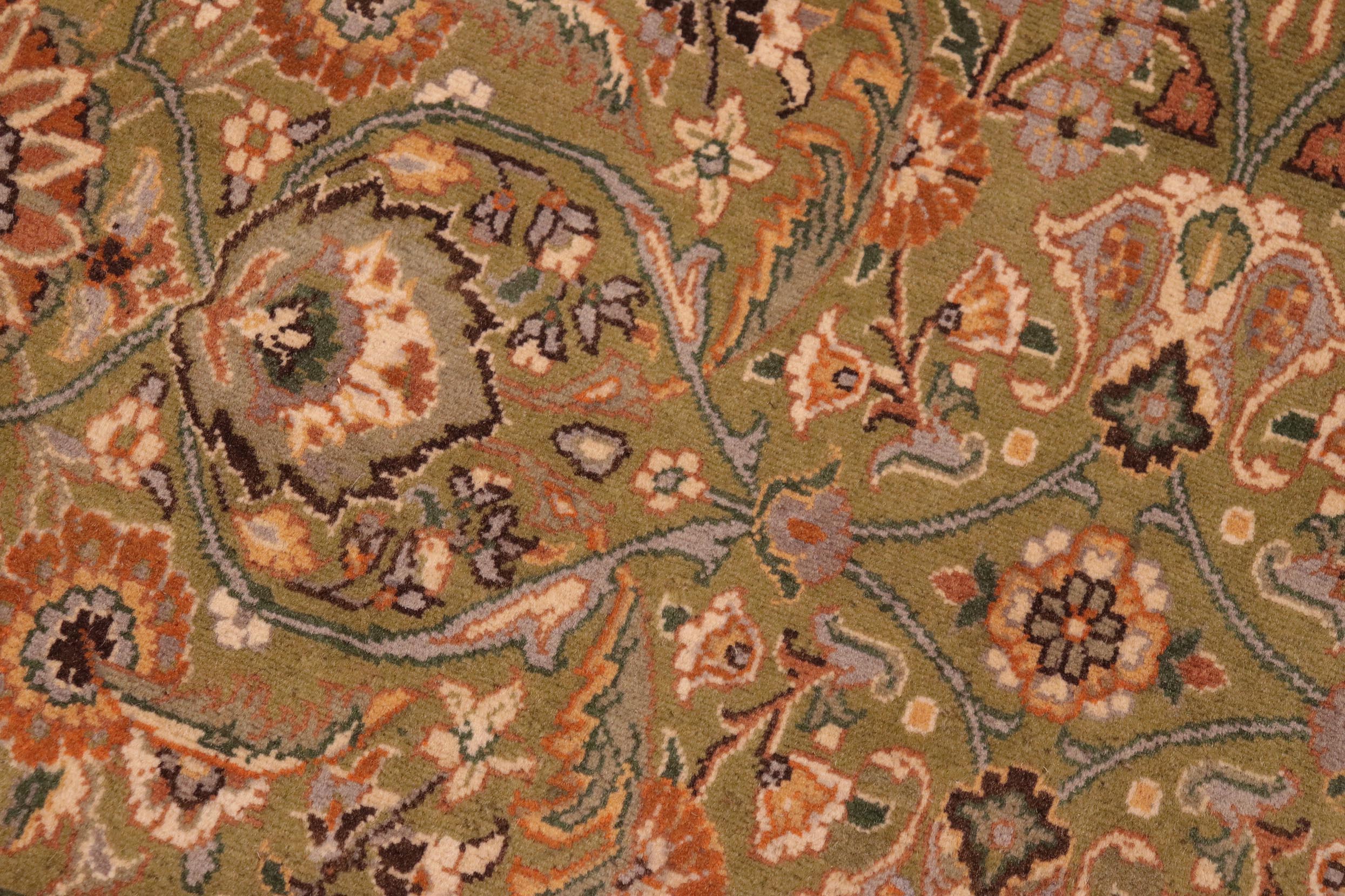 handmade Traditional Design Green Beige Hand Knotted RECTANGLE 100% WOOL area rug 6x9