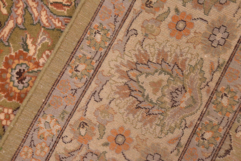 handmade Traditional Design Green Beige Hand Knotted RECTANGLE 100% WOOL area rug 6x9