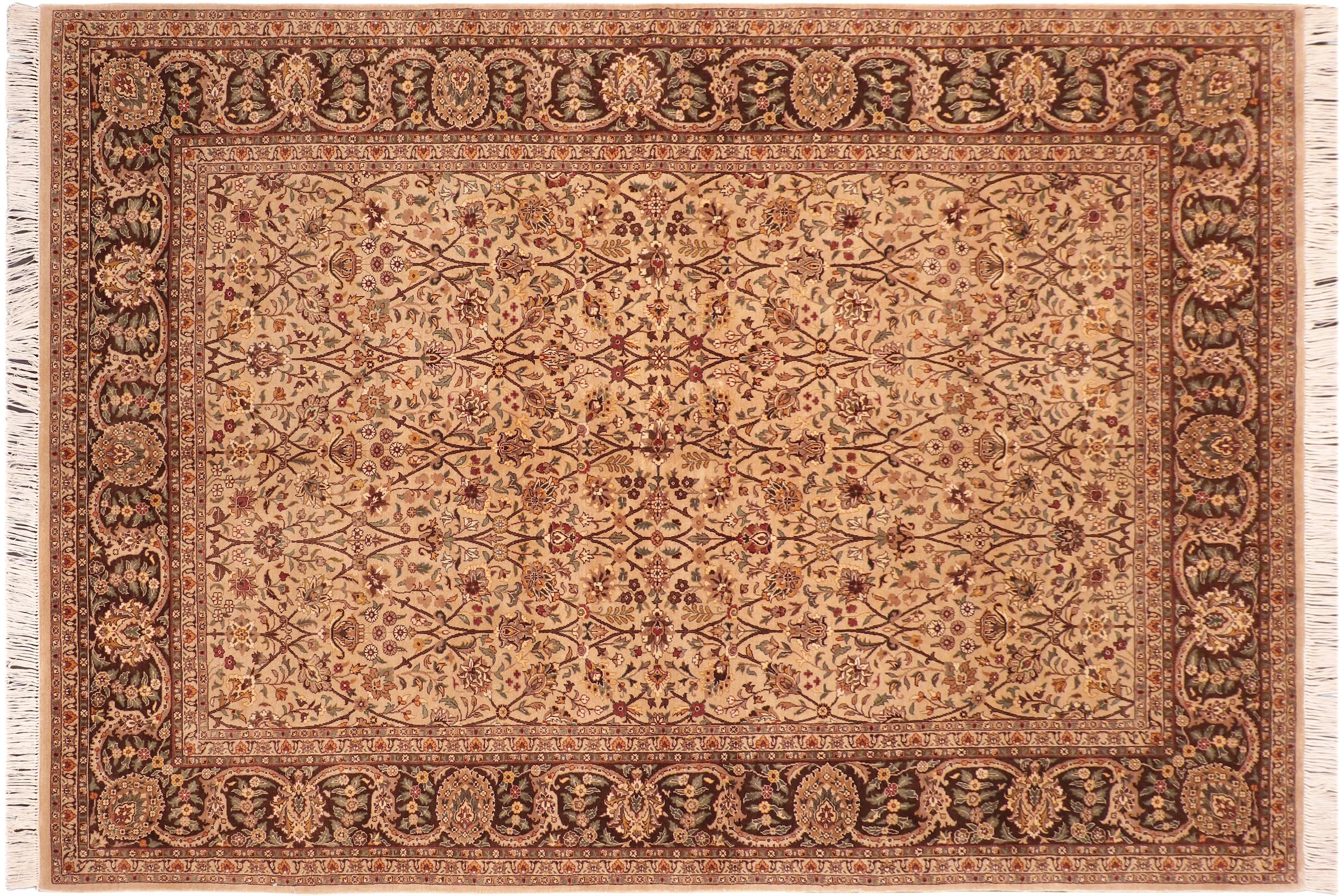 handmade Transitional Design Taupe Brown Hand Knotted RECTANGLE 100% WOOL area rug 6x10