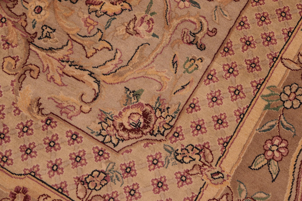 handmade Traditional Abusson Taupe Pink Hand Knotted RECTANGLE 100% WOOL area rug 6x9