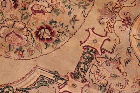 handmade Traditional Abusson Taupe Pink Hand Knotted RECTANGLE 100% WOOL area rug 6x9