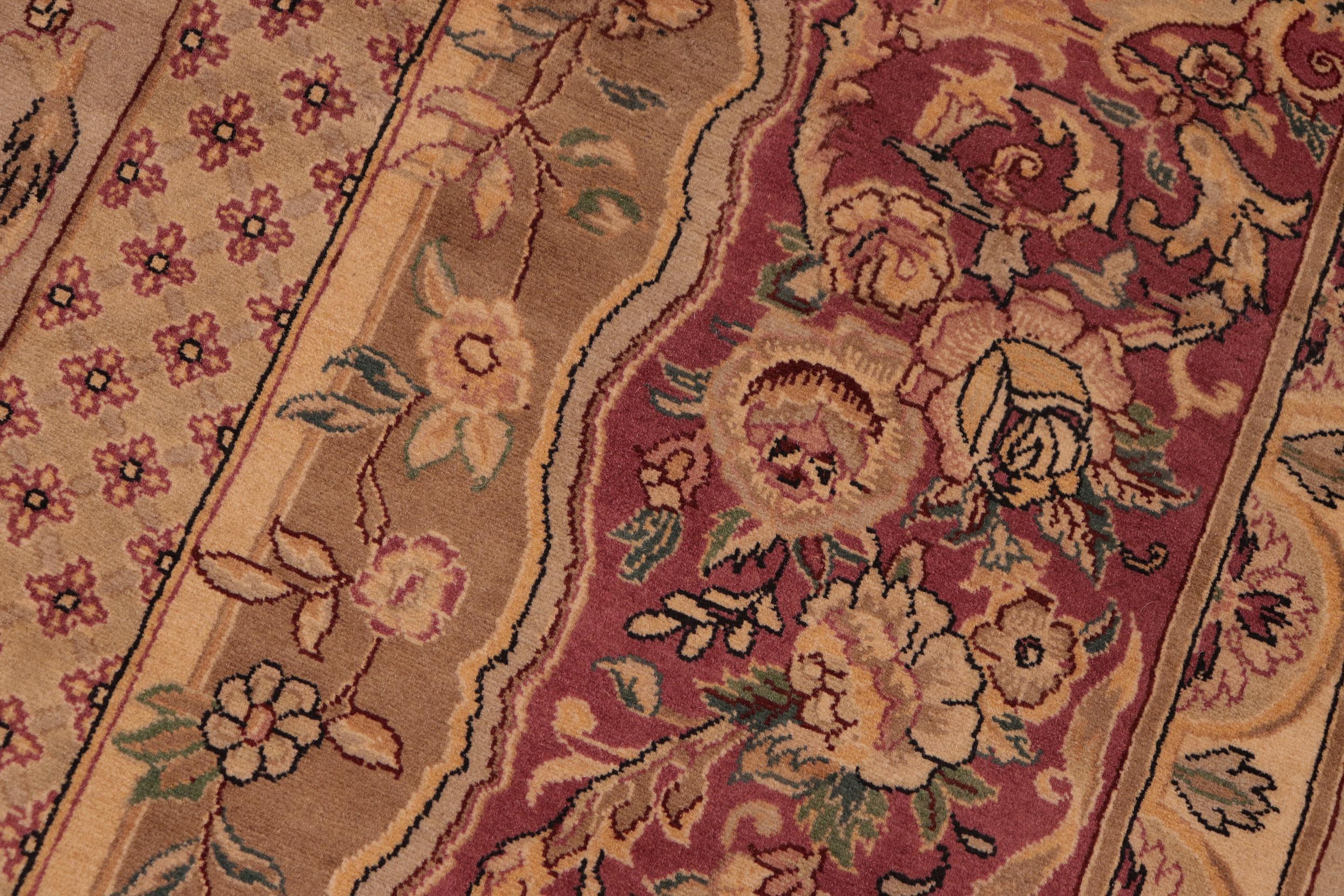 handmade Traditional Abusson Taupe Pink Hand Knotted RECTANGLE 100% WOOL area rug 6x9