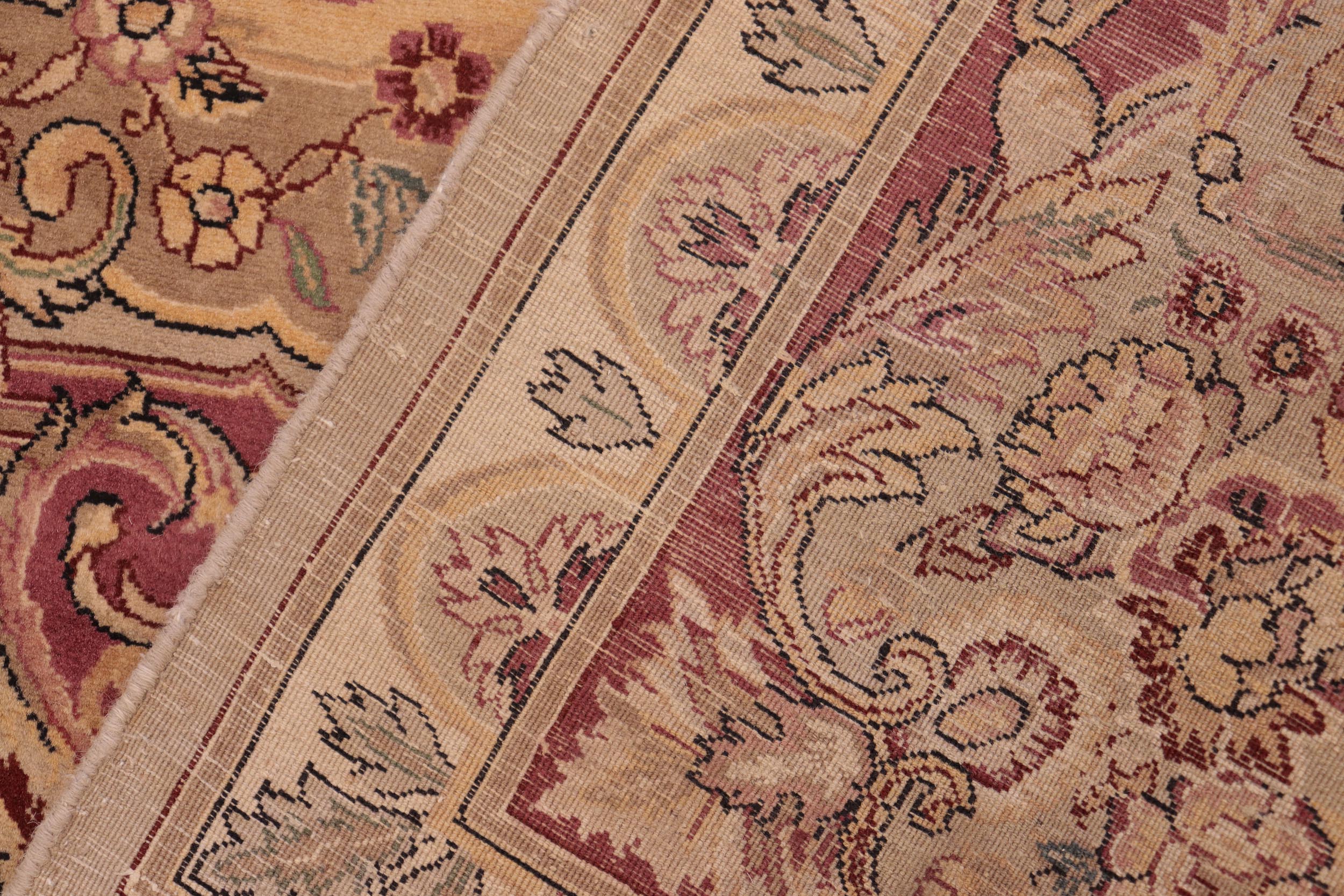 handmade Traditional Abusson Taupe Pink Hand Knotted RECTANGLE 100% WOOL area rug 6x9