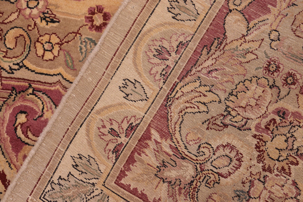 handmade Traditional Abusson Taupe Pink Hand Knotted RECTANGLE 100% WOOL area rug 6x9