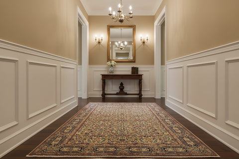 handmade Transitional Farooq Beige Blue Hand Knotted RECTANGLE 100% WOOL area rug 6x9