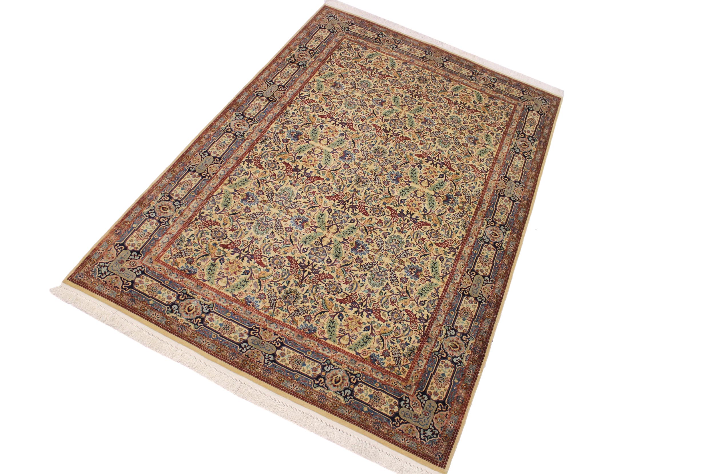 handmade Transitional Farooq Beige Blue Hand Knotted RECTANGLE 100% WOOL area rug 6x9