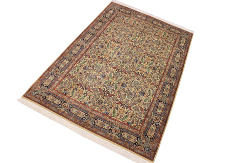 handmade Transitional Farooq Beige Blue Hand Knotted RECTANGLE 100% WOOL area rug 6x9