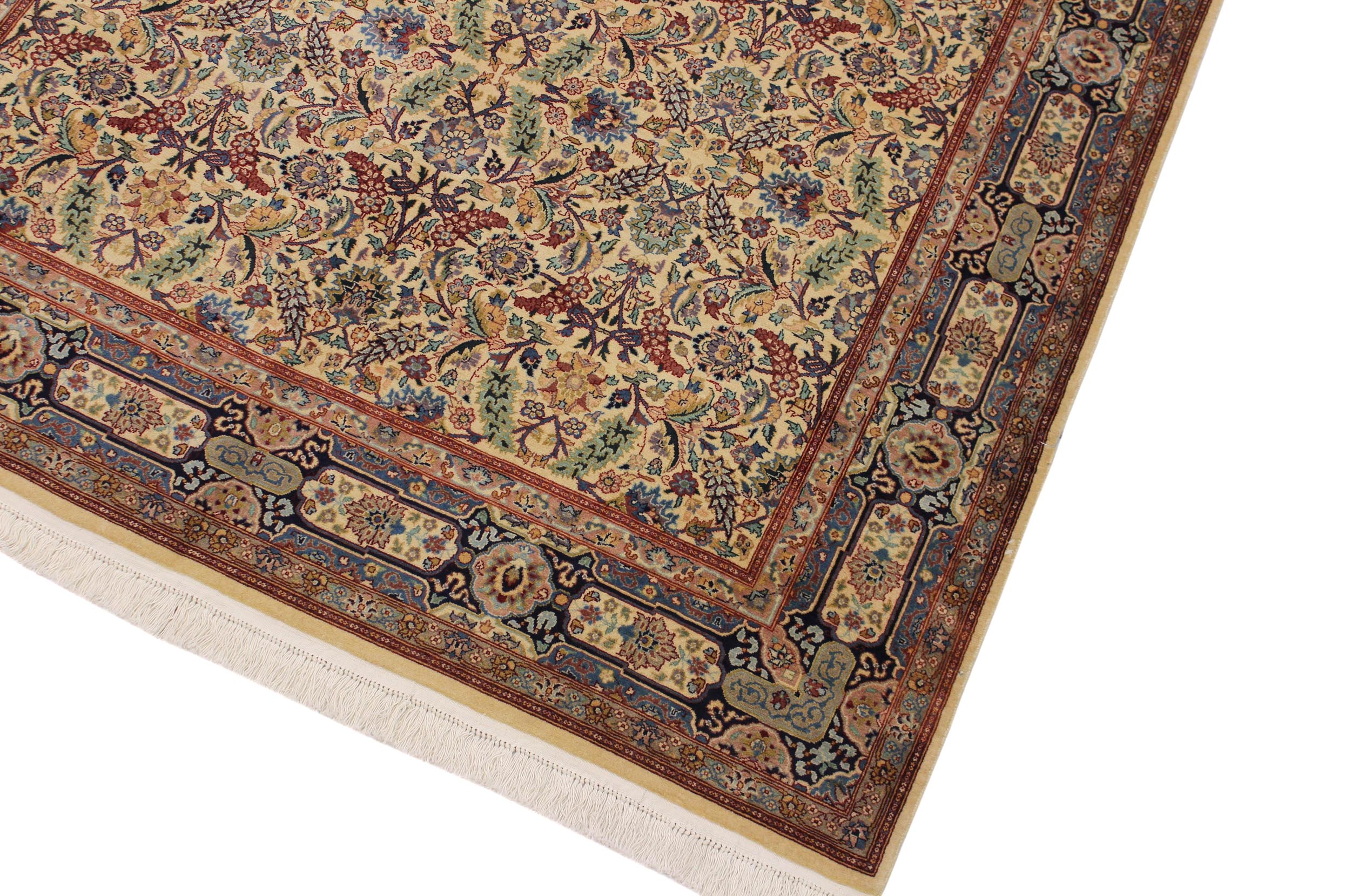 handmade Transitional Farooq Beige Blue Hand Knotted RECTANGLE 100% WOOL area rug 6x9