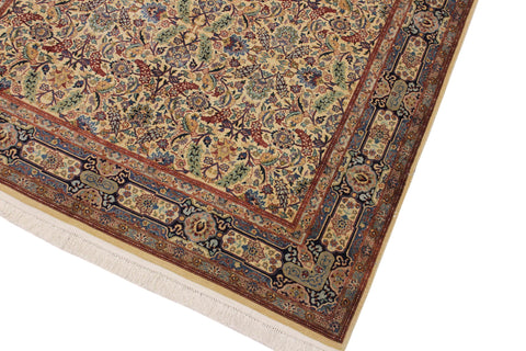 handmade Transitional Farooq Beige Blue Hand Knotted RECTANGLE 100% WOOL area rug 6x9