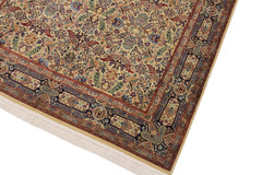 handmade Transitional Farooq Beige Blue Hand Knotted RECTANGLE 100% WOOL area rug 6x9