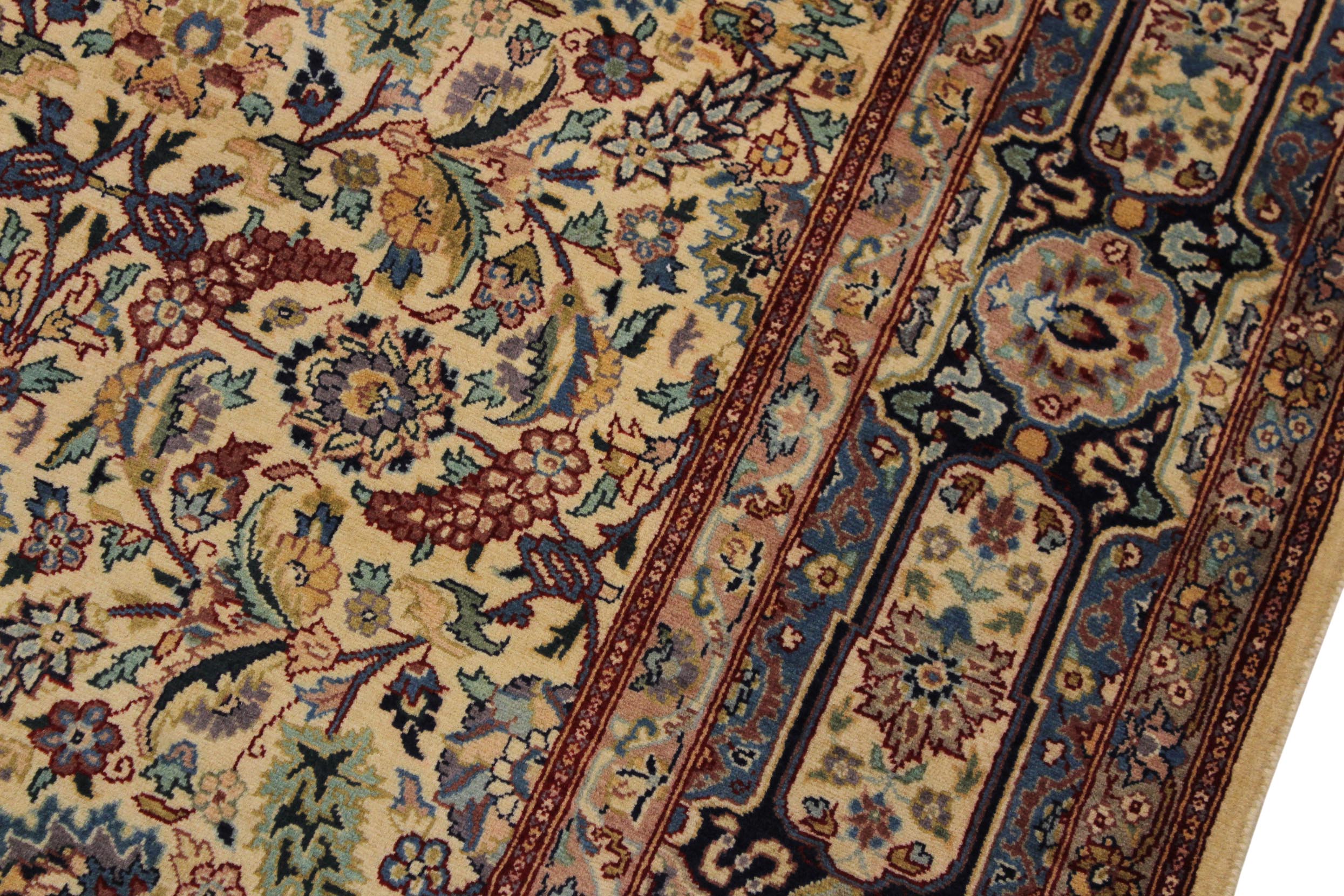 handmade Transitional Farooq Beige Blue Hand Knotted RECTANGLE 100% WOOL area rug 6x9