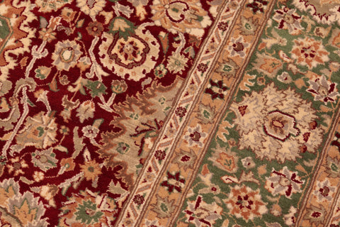 handmade Traditional Tulip Maroon Green Hand Knotted RECTANGLE 100% WOOL area rug 6x9