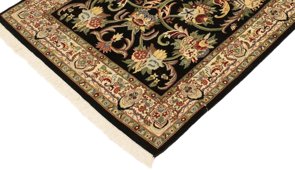 handmade Traditional Anarlaki Black Beige Hand Knotted RECTANGLE 100% WOOL area rug 4x6