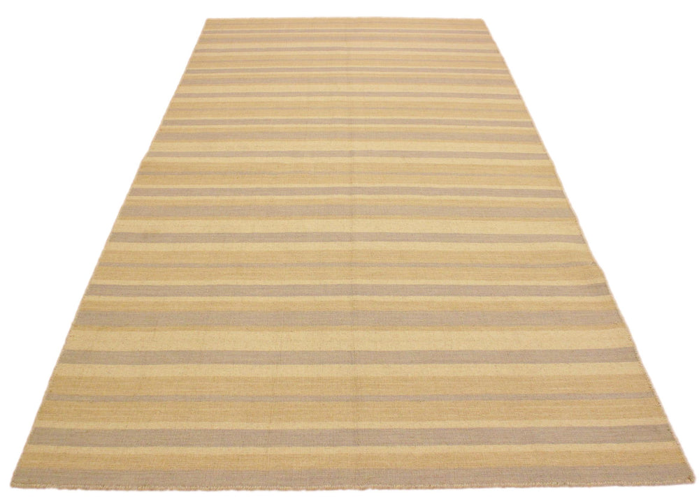 handmade Modern Kilim Bluish Gray Tan Hand-Woven RECTANGLE 100% WOOL area rug 5x8