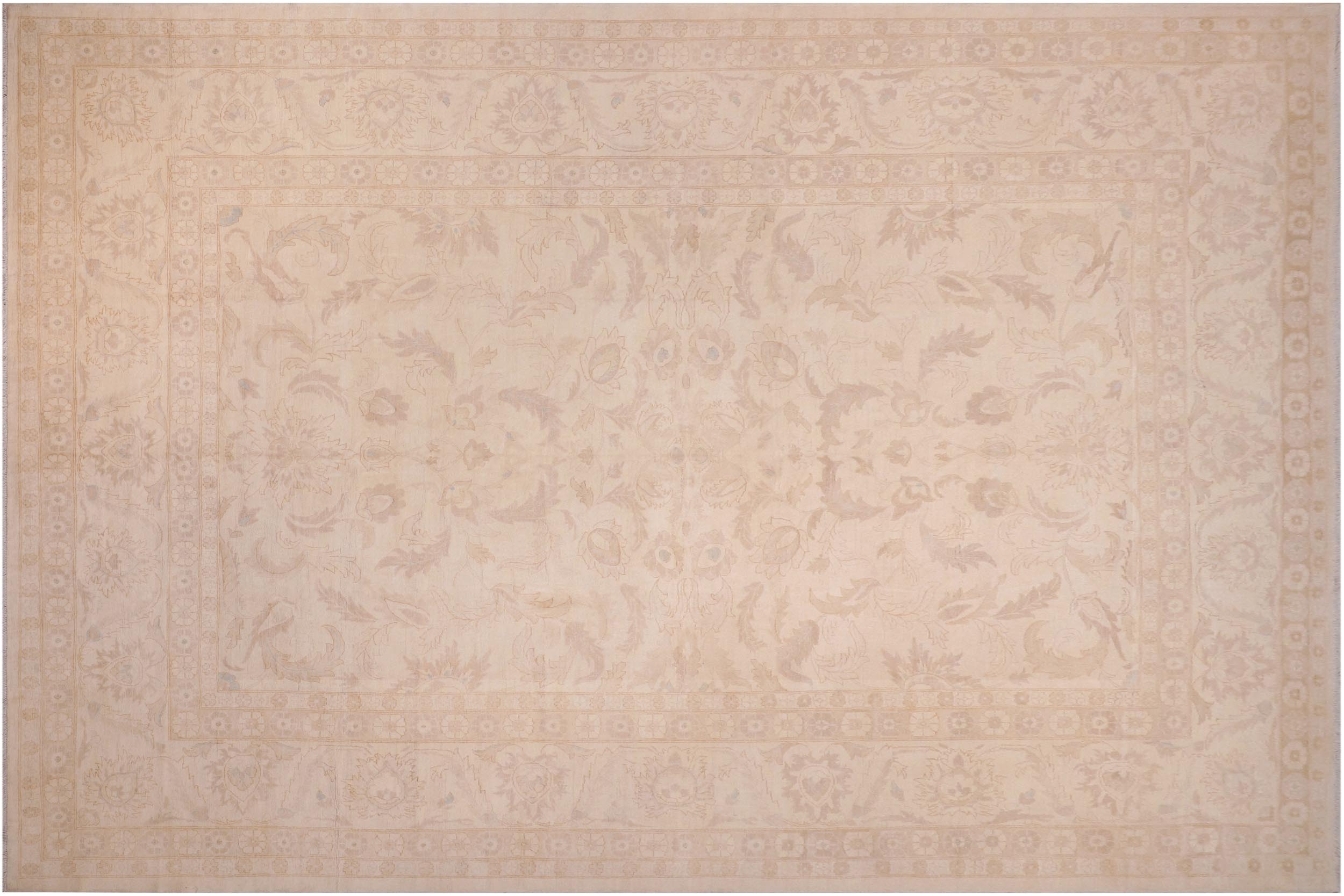 handmade Traditional Kafkaz Ivory Ivory Hand Knotted RECTANGLE 100% WOOL area rug 12x18