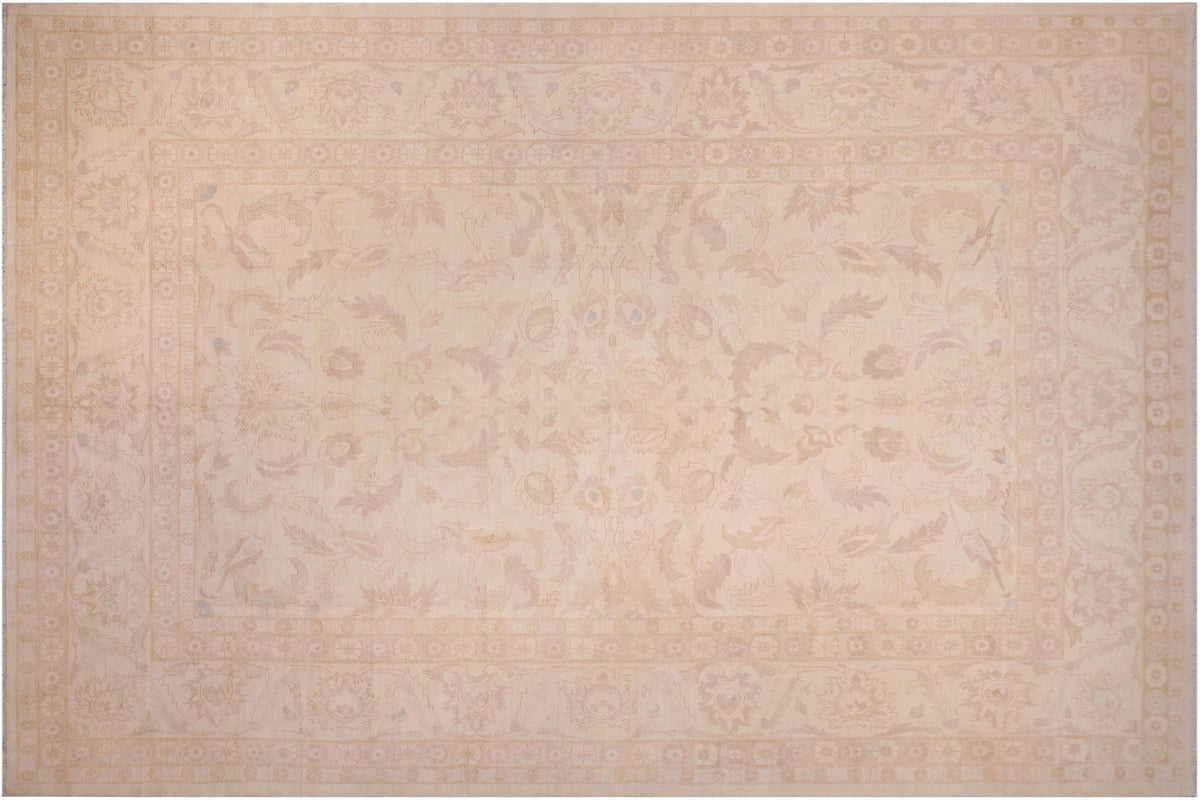12x18 hand knotted Ziegler wool rug in ivory - Classic Ziegler Daryl