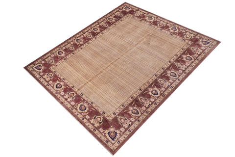 handmade Modern Kafkaz Tan Brown Hand Knotted RECTANGLE 100% WOOL area rug 12' x 15'