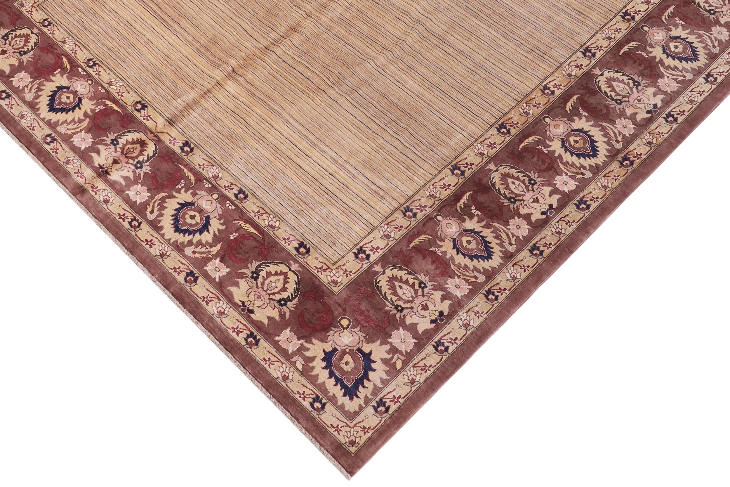 handmade Modern Kafkaz Tan Brown Hand Knotted RECTANGLE 100% WOOL area rug 12' x 15'