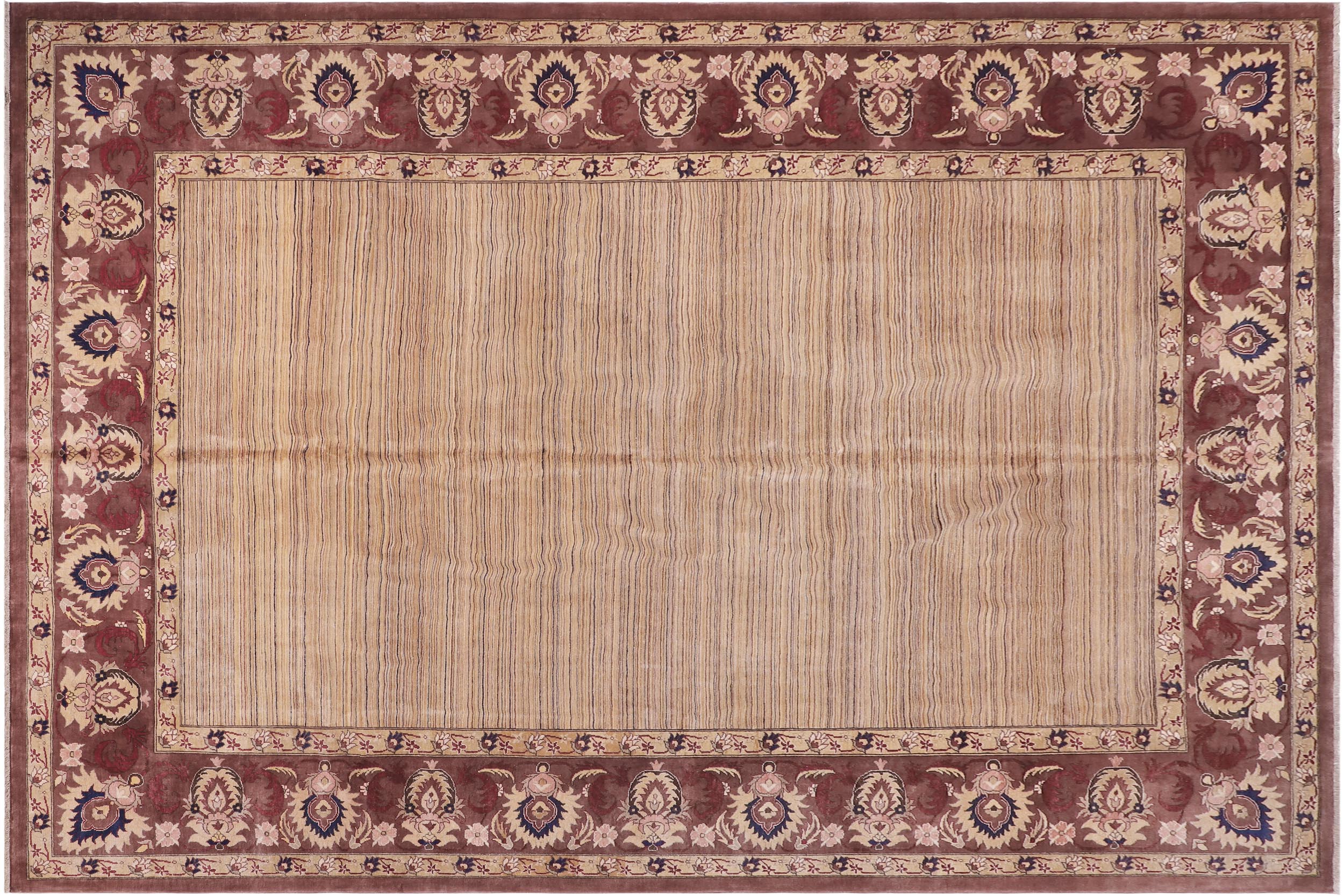 handmade Modern Kafkaz Tan Brown Hand Knotted RECTANGLE 100% WOOL area rug 12' x 15'