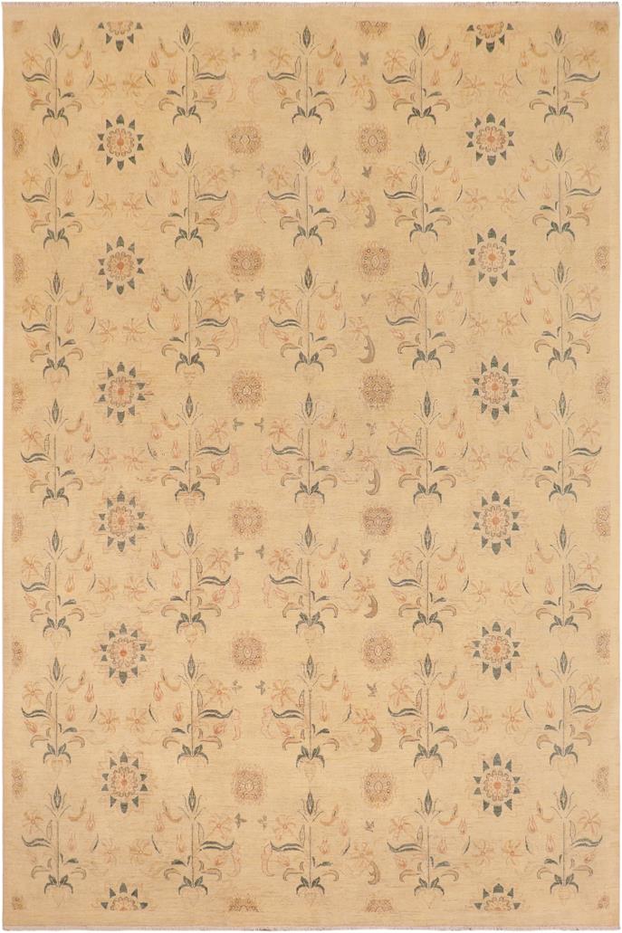 handmade Transitional Kafkaz Beige Rust Hand Knotted RECTANGLE 100% WOOL area rug 10 x 13