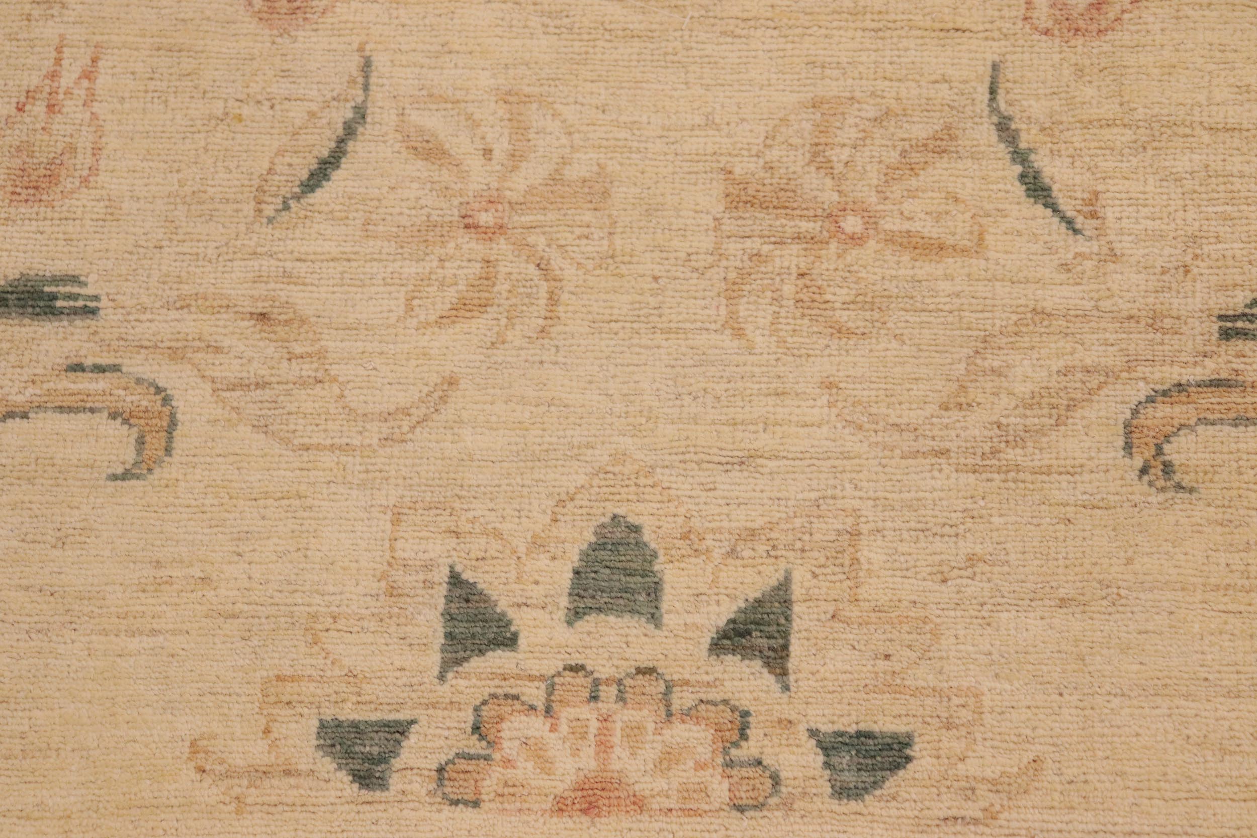 handmade Modern Kafkaz Beige Rust Hand Knotted RECTANGLE 100% WOOL area rug 10' x 13'
