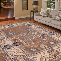 handmade Traditional Kafkaz Brown Ivory Hand Knotted RECTANGLE 100% WOOL area rug 11 x 15