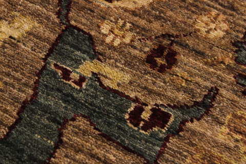 handmade Transitional Kafkaz Dark Tan Drk. Red Hand Knotted RUNNER 100% WOOL area rug 4' x 13'