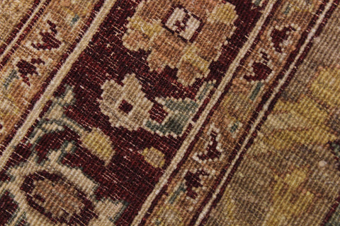 handmade Transitional Kafkaz Dark Tan Drk. Red Hand Knotted RUNNER 100% WOOL area rug 4' x 13'