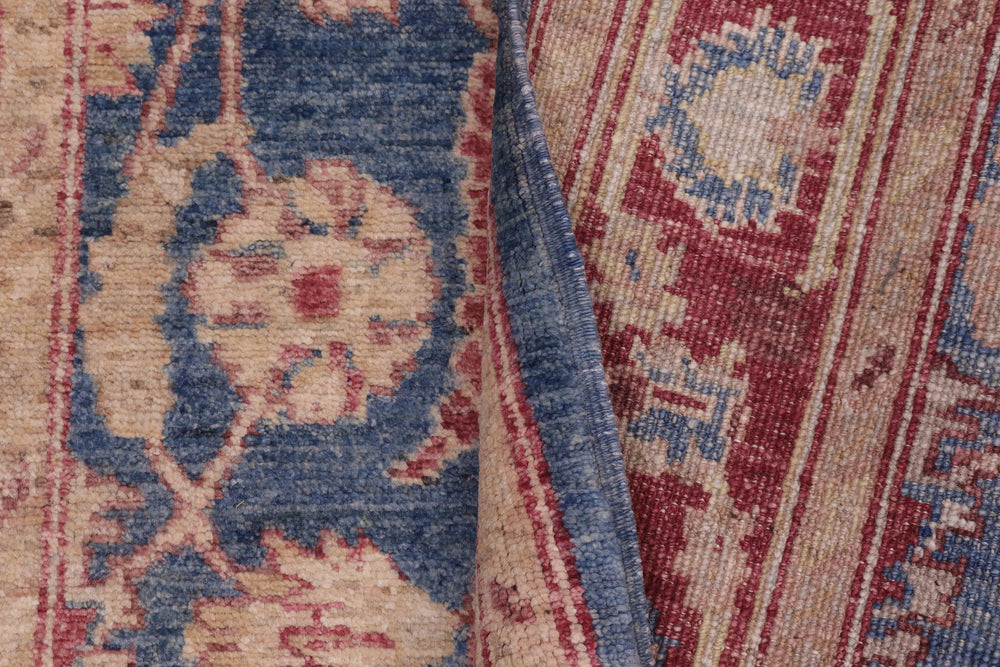 handmade Transitional Kafkaz Blue Red Hand Knotted RUNNER 100% WOOL area rug 3' x 15'