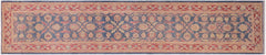 handmade Transitional Kafkaz Blue Red Hand Knotted RUNNER 100% WOOL area rug 3' x 15'