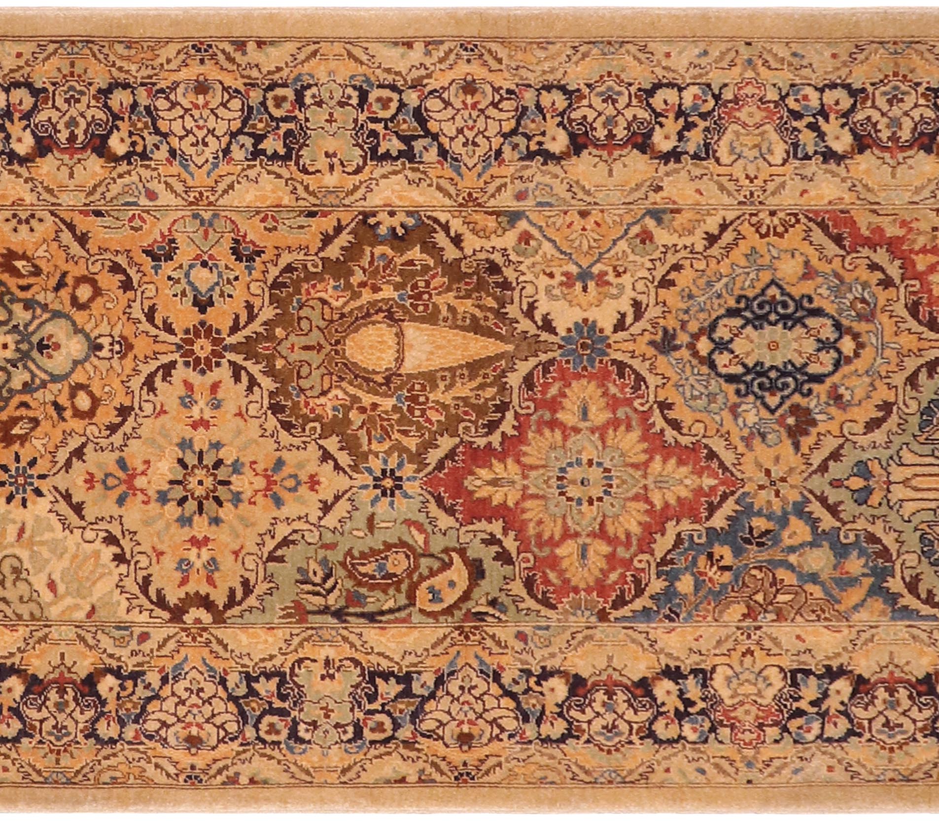 handmade Transitional Veg Dye Gold Blue Hand Knotted RUNNER 100% WOOL area rug 3' x 10'
