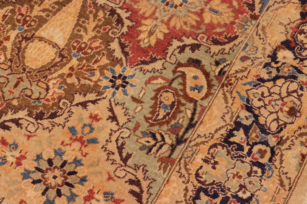 handmade Transitional Veg Dye Gold Blue Hand Knotted RUNNER 100% WOOL area rug 3' x 10'