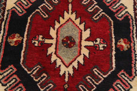 handmade Traditional Hamadan Red Blue Hand Knotted RUNNER 100% WOOL area rug 3 x 11