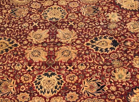 handmade Traditional Round Kashan Red Blue Hand Knotted ROUND 100% WOOL area rug 12' x 12'