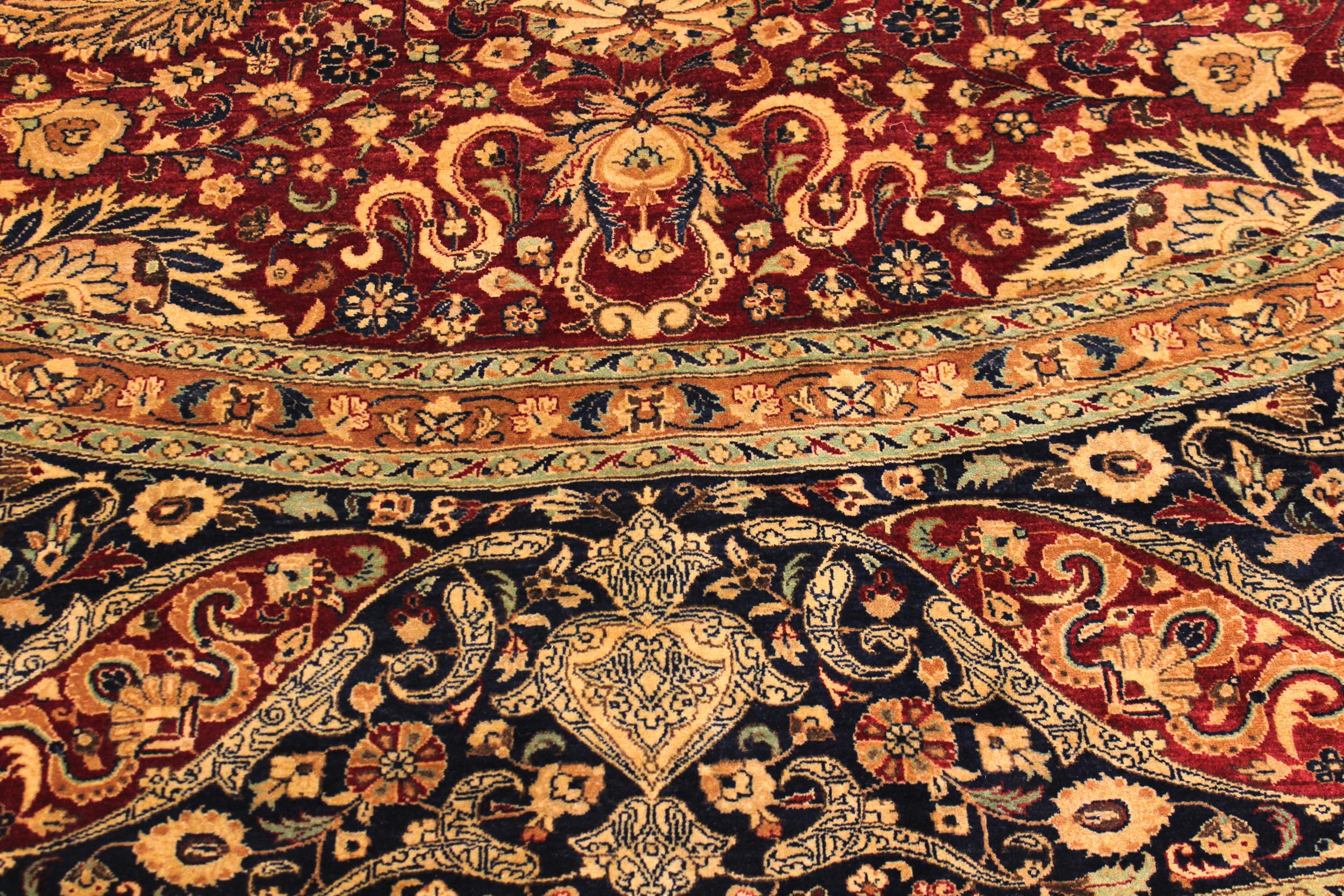 handmade Traditional Round Kashan Red Blue Hand Knotted ROUND 100% WOOL area rug 12' x 12'