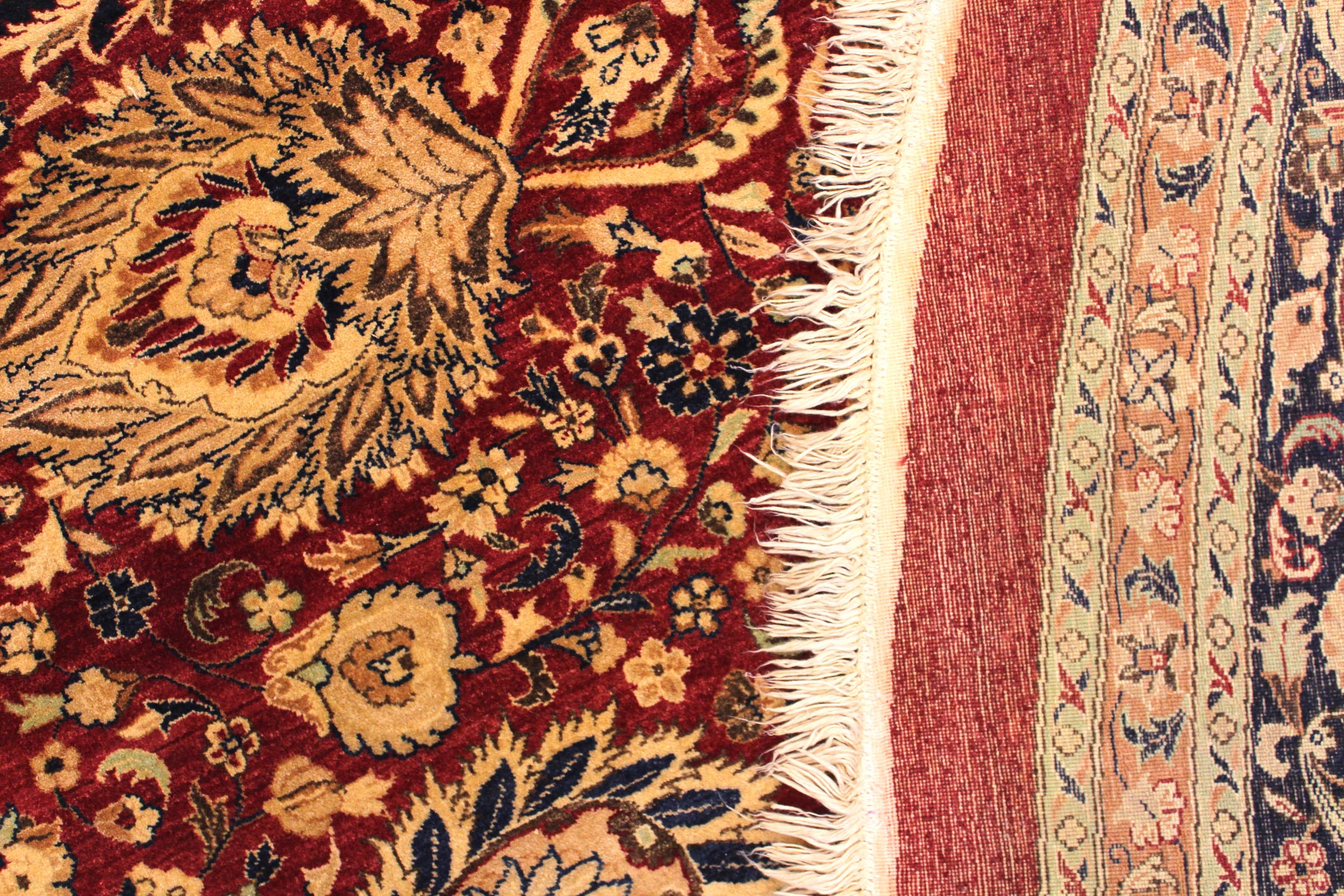 handmade Traditional Round Kashan Red Blue Hand Knotted ROUND 100% WOOL area rug 12' x 12'