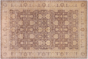 12x18 hand knotted transitional wool rug in brown and tan - Chic Carline