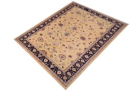 handmade Traditional Kafkaz Gold Blue Hand Knotted RECTANGLE 100% WOOL area rug 12x17