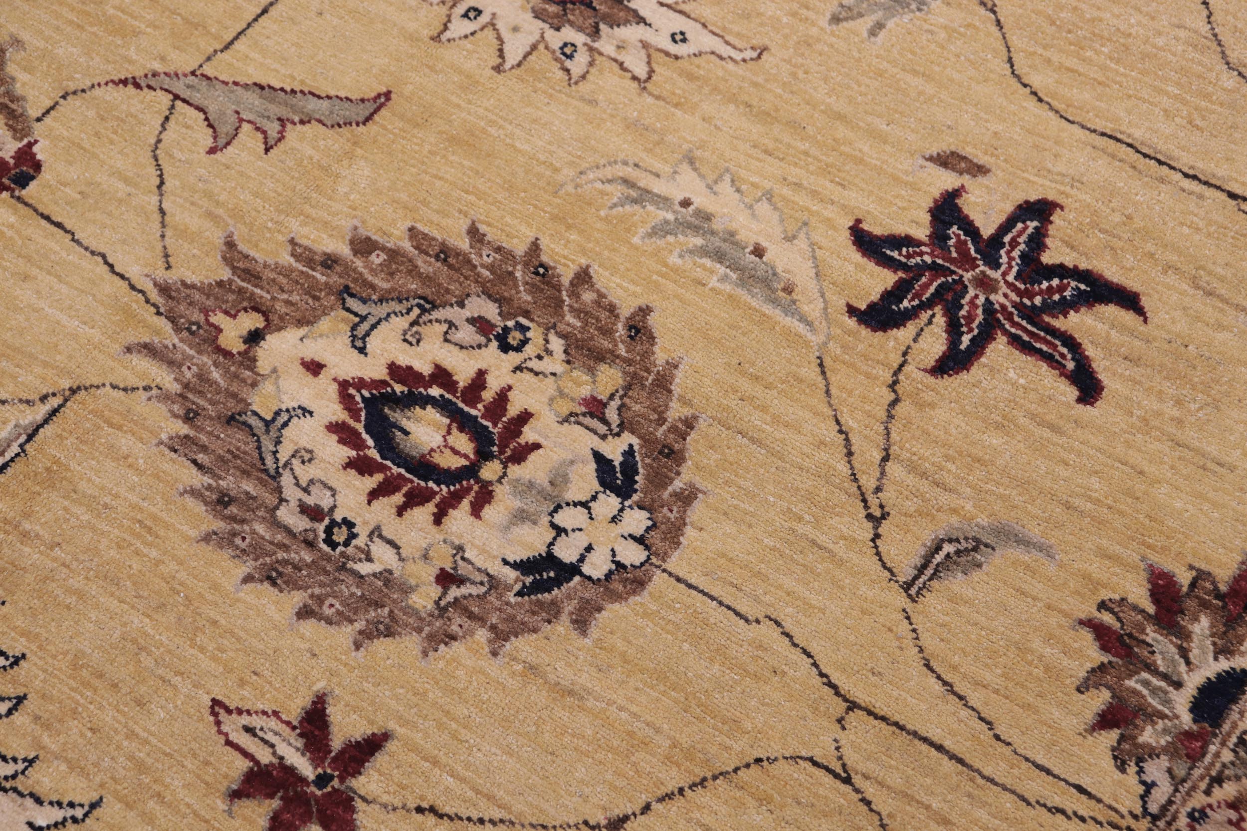 handmade Traditional Kafkaz Gold Blue Hand Knotted RECTANGLE 100% WOOL area rug 12x17