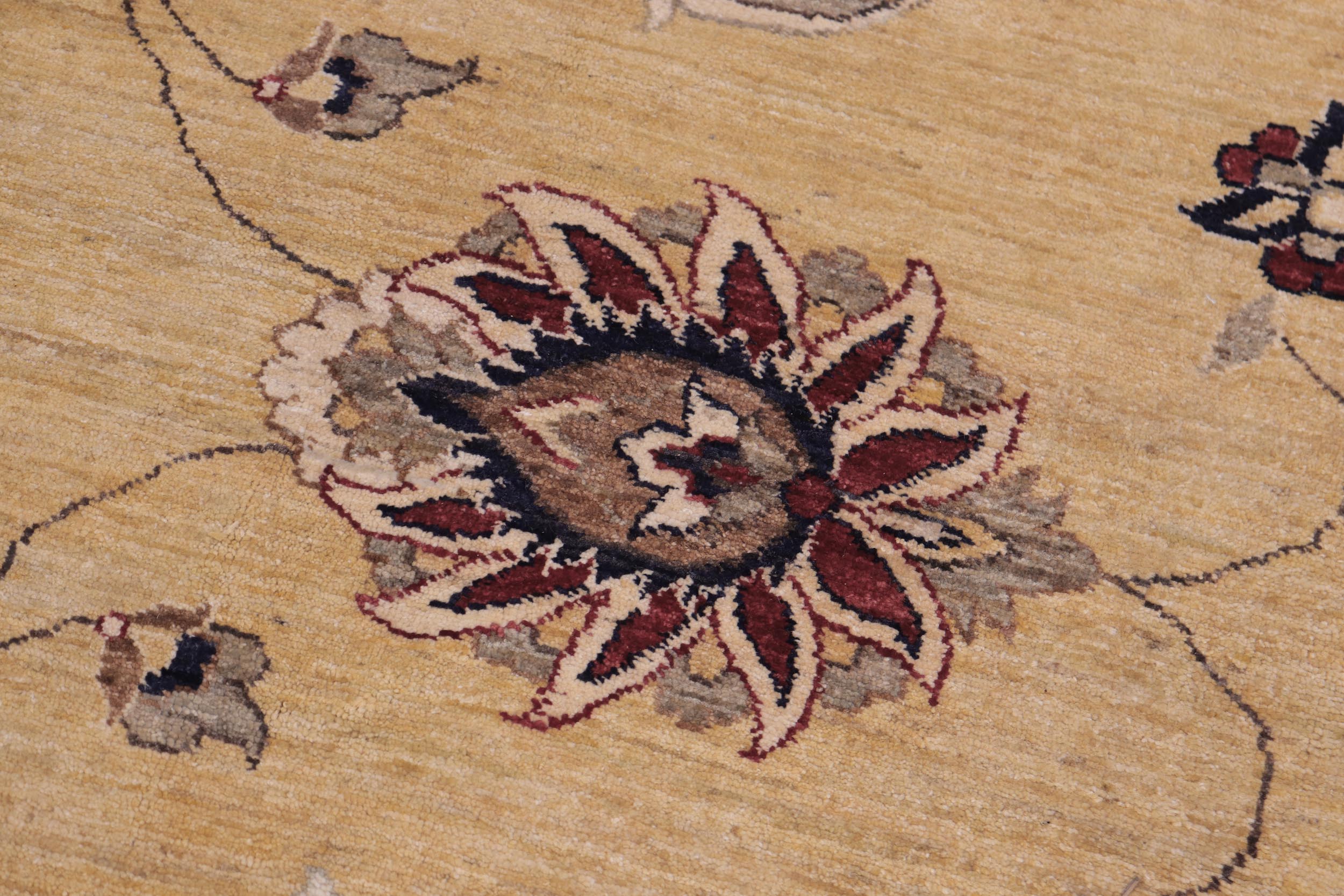 handmade Traditional Kafkaz Gold Blue Hand Knotted RECTANGLE 100% WOOL area rug 12x17