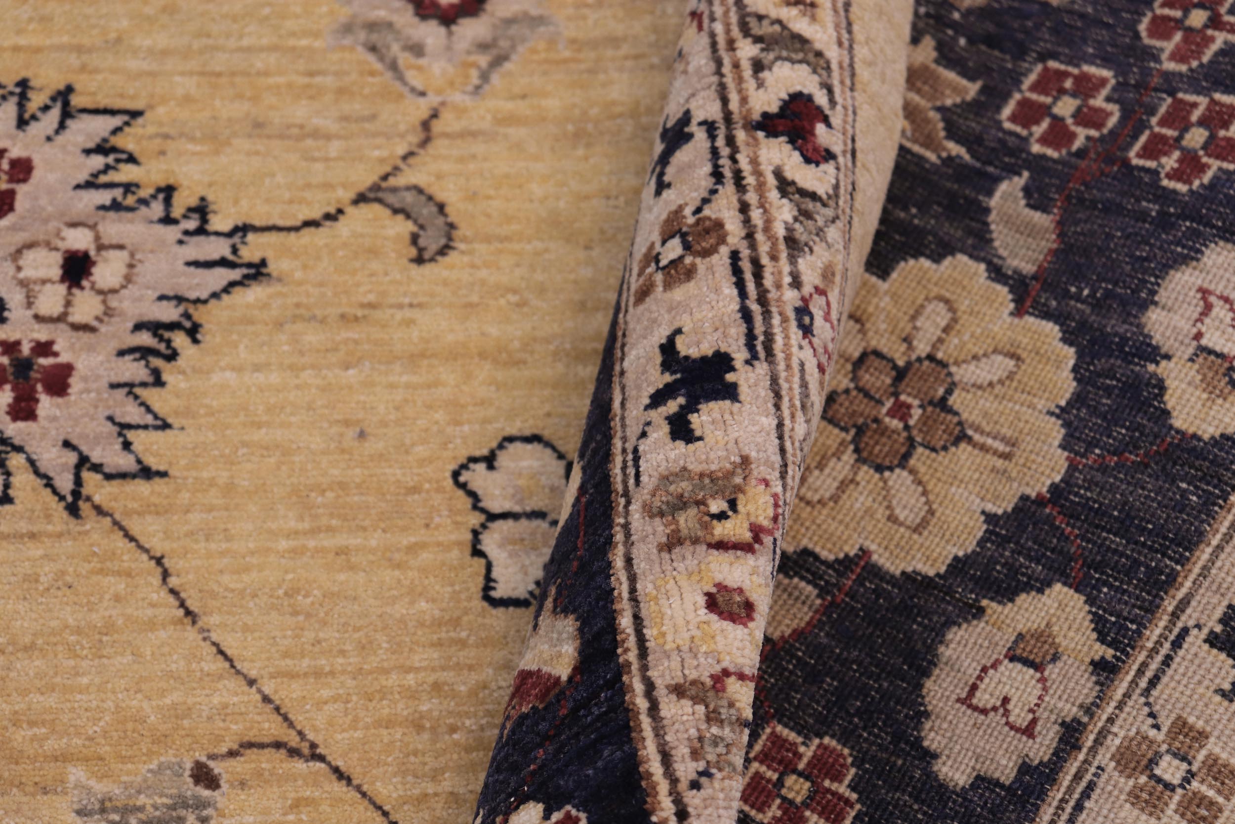 handmade Traditional Kafkaz Gold Blue Hand Knotted RECTANGLE 100% WOOL area rug 12x17